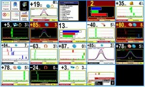 Различная информация, выдаваемая на экран современного металлоискателя